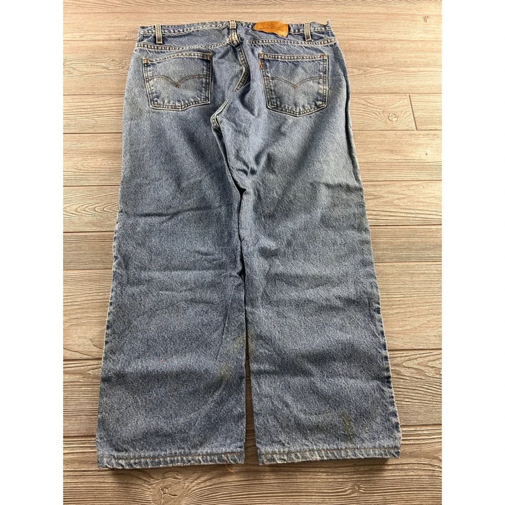 Levis 505 Orange Tab Regular Fit Straight Leg Jeans Mens Blue 38x30 Vintage